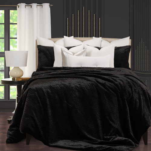 F. Scott Fitzgerald High Kicks Faux Fur Black Chevron Duvet Cover